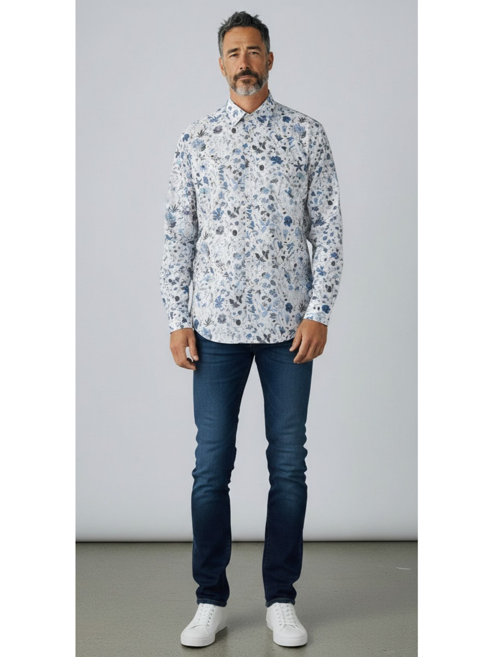 A8 NWOT PAUL SMITH White Organic Cotton Liberty Floral Button Down Shirt Size 16